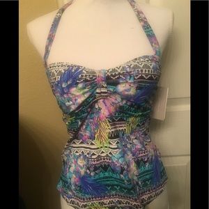 New KENNETH COLE Floral Swimsuit 2pc Sz M